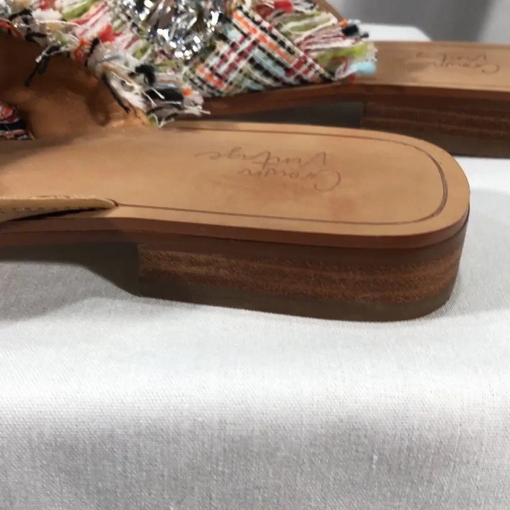 Crown Vintage blingy fabric fringe slides. Sz 9.5 - Picture 16 of 16